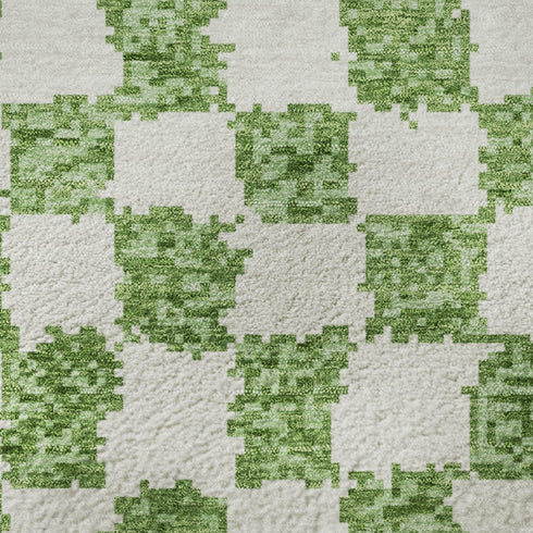 9' X 12' Green And Ivory Geometric Washable Area Rug With UV Protection
