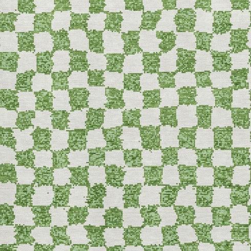 9' X 12' Green And Ivory Geometric Washable Area Rug With UV Protection