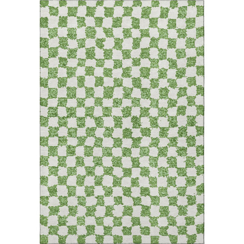 9' X 12' Green And Ivory Geometric Washable Area Rug With UV Protection