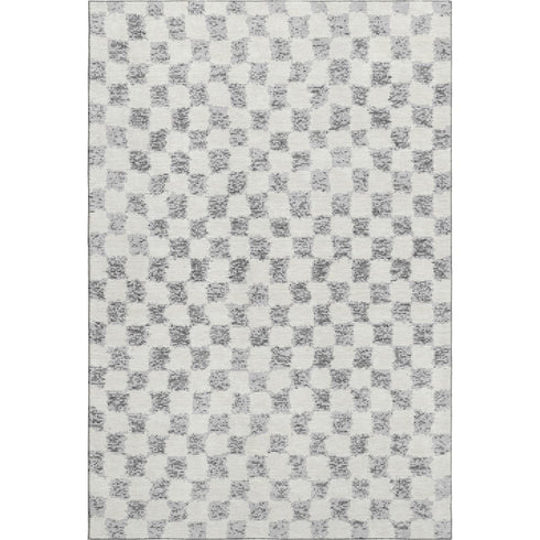 5' X 8' Gray And Ivory Geometric Washable Area Rug With UV Protection