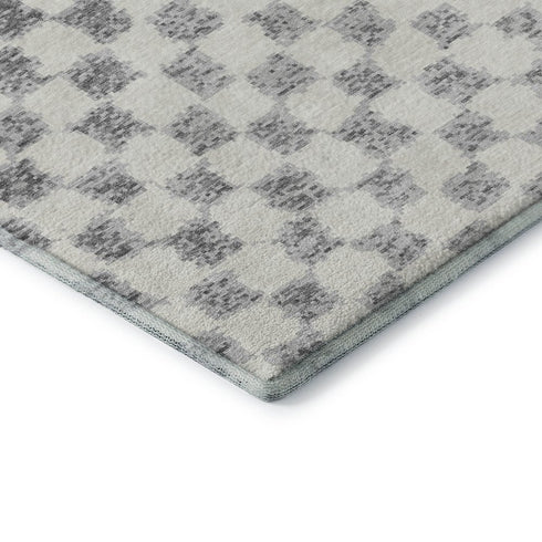 5' X 8' Gray And Ivory Geometric Washable Area Rug With UV Protection