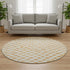 8' Orange And Ivory Geometric Washable Round Rug With UV Protection