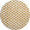 8' Orange And Ivory Geometric Washable Round Rug With UV Protection