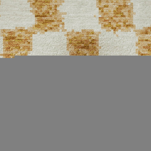 8' Orange And Ivory Geometric Washable Round Rug With UV Protection