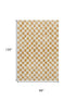8' X 10' Orange And Ivory Geometric Washable Area Rug With UV Protection