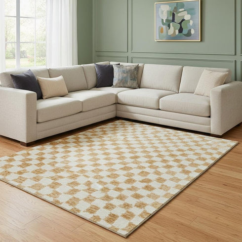 8' X 10' Orange And Ivory Geometric Washable Area Rug With UV Protection
