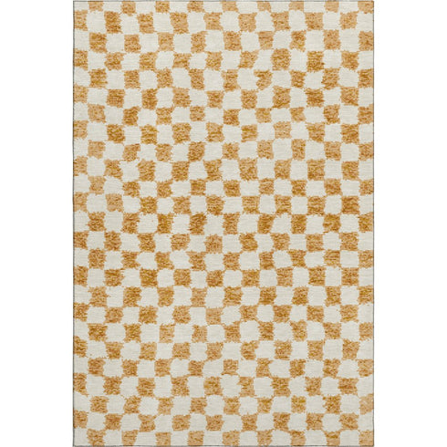 8' X 10' Orange And Ivory Geometric Washable Area Rug With UV Protection