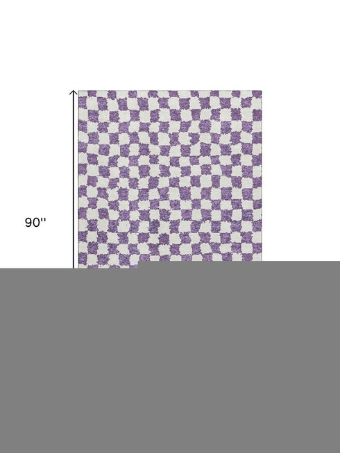 5' X 8' Purple And Ivory Geometric Washable Area Rug With UV Protection