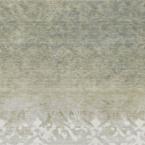 5' X 8' Beige Ivory And Taupe Damask Washable Area Rug With UV Protection