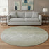 8' Beige Ivory And Taupe Damask Washable Round Rug With UV Protection