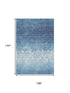 9' X 12' Denim Blue And Ivory Damask Washable Area Rug With UV Protection