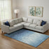 9' X 12' Denim Blue And Ivory Damask Washable Area Rug With UV Protection