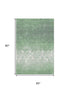 5' X 8' Green And Ivory Damask Washable Area Rug With UV Protection
