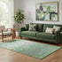 5' X 8' Green And Ivory Damask Washable Area Rug With UV Protection