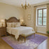 8' X 10' Purple And Ivory Damask Washable Area Rug With UV Protection
