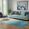 5' X 8' Teal And Ivory Damask Washable Area Rug With UV Protection