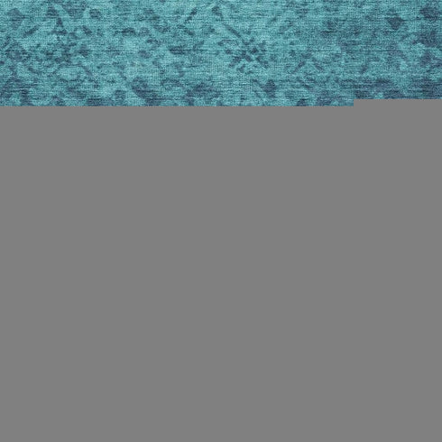 5' X 8' Teal And Ivory Damask Washable Area Rug With UV Protection