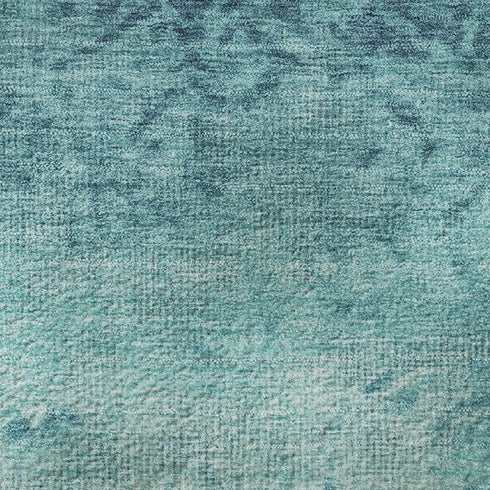 8' X 10' Teal And Ivory Damask Washable Area Rug With UV Protection