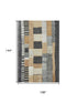 9' X 12' Black Gold And Ivory Geometric Washable Area Rug With UV Protection