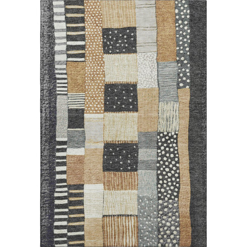 9' X 12' Black Gold And Ivory Geometric Washable Area Rug With UV Protection