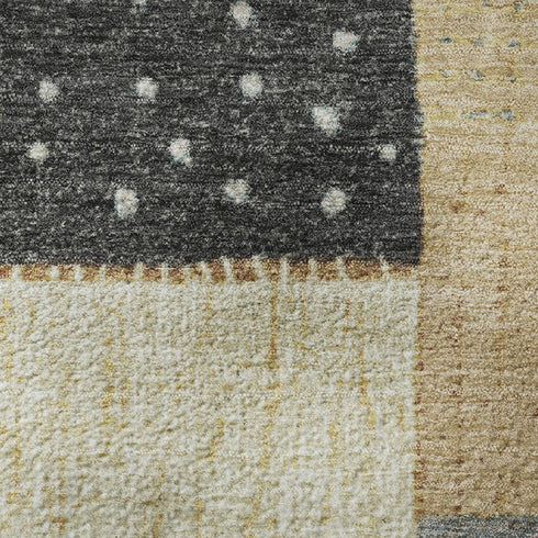 9' X 12' Black Gold And Ivory Geometric Washable Area Rug With UV Protection