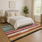 9' X 12' Black Blue And Copper Striped Washable Area Rug With UV Protection