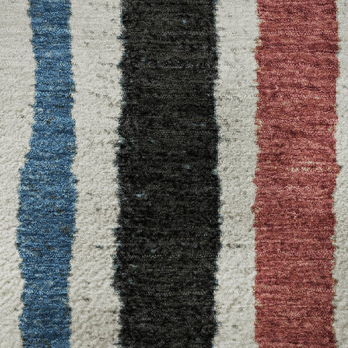 9' X 12' Black Blue And Copper Striped Washable Area Rug With UV Protection