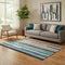 5' X 8' Brown Teal And Ivory Striped Washable Area Rug With UV Protection