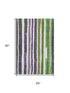 5' X 8' Gray Purple And Green Striped Washable Area Rug With UV Protection