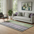 5' X 8' Gray Purple And Green Striped Washable Area Rug With UV Protection