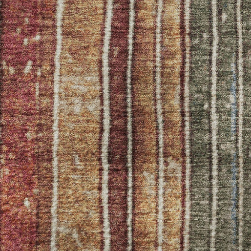 5' X 8' Beige Red And Blue Striped Washable Area Rug With UV Protection