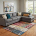 8' X 10' Beige Red And Blue Striped Washable Area Rug With UV Protection