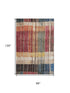 8' X 10' Beige Red And Blue Striped Washable Area Rug With UV Protection