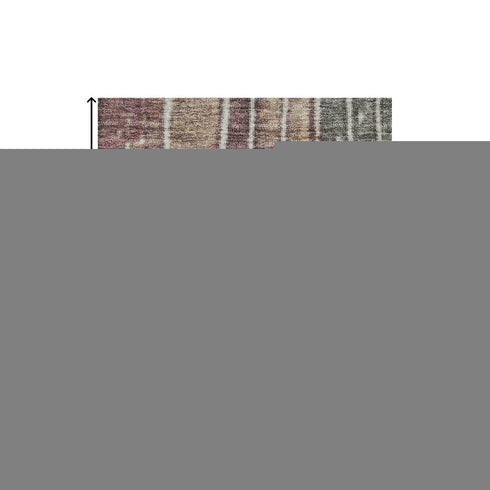 5' X 8' Mauve Blue And Beige Striped Washable Area Rug With UV Protection