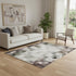 5' X 8' Mauve Blue And Beige Striped Washable Area Rug With UV Protection