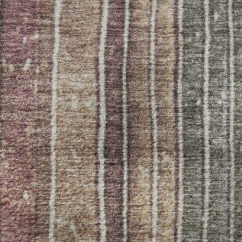 5' X 8' Mauve Blue And Beige Striped Washable Area Rug With UV Protection