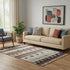 5' X 8' Beige Rust And Navy Blue Striped Washable Area Rug With UV Protection