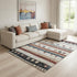 8' X 10' Beige Rust And Navy Blue Striped Washable Area Rug With UV Protection