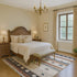 8' X 10' Copper Ivory And Denim Blue Striped Washable Area Rug With UV Protection