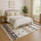 9' X 12' Copper Ivory And Denim Blue Striped Washable Area Rug With UV Protection