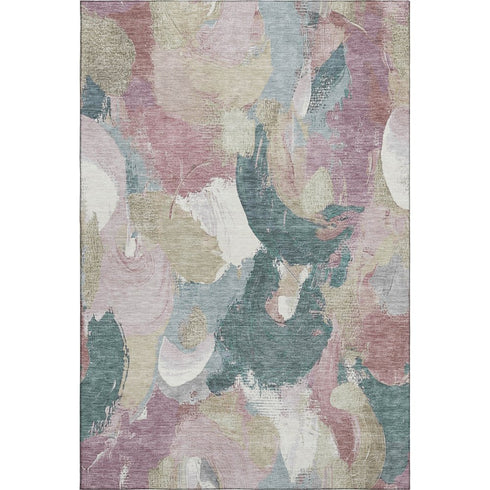 8' X 10' Mauve Beige And Blush Abstract Washable Area Rug With UV Protection