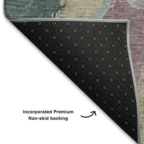 8' X 10' Mauve Beige And Blush Abstract Washable Area Rug With UV Protection