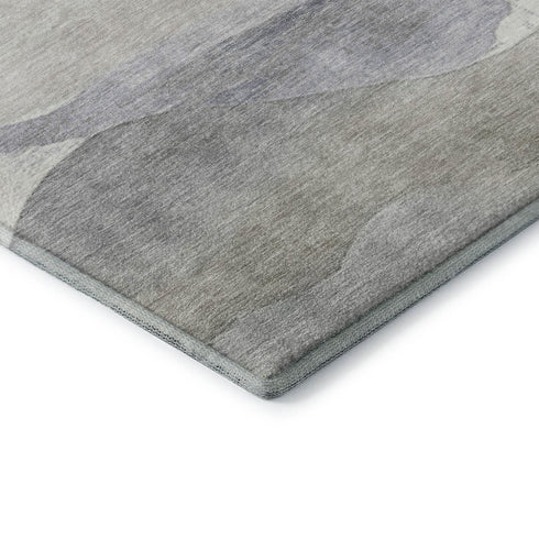 5' X 8' Beige Gray And Ivory Abstract Washable Area Rug With UV Protection