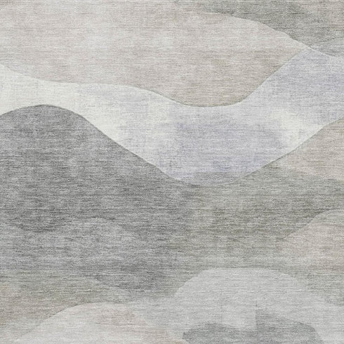 5' X 8' Beige Gray And Ivory Abstract Washable Area Rug With UV Protection