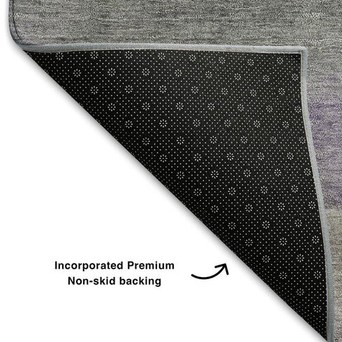 5' X 8' Purple Sage And Gray Abstract Washable Area Rug With UV Protection