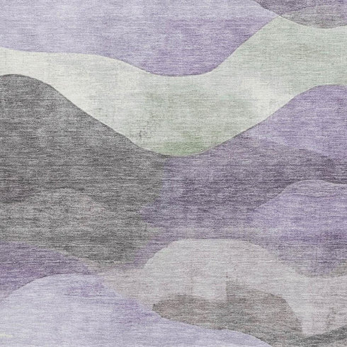 5' X 8' Purple Sage And Gray Abstract Washable Area Rug With UV Protection