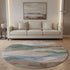 8' Salmon Emerald And Ivory Abstract Washable Round Rug With UV Protection