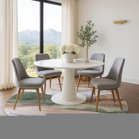 8' Salmon Emerald And Ivory Abstract Washable Round Rug With UV Protection