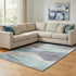 8' X 10' Teal Beige And Ivory Abstract Washable Area Rug With UV Protection