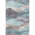 8' X 10' Teal Beige And Ivory Abstract Washable Area Rug With UV Protection